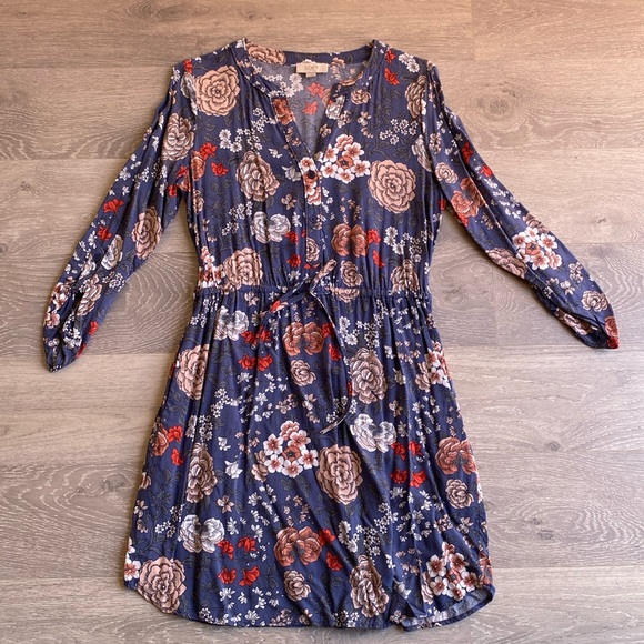 LOFT Dresses & Skirts - Loft Dress Blue Floral Pattern S